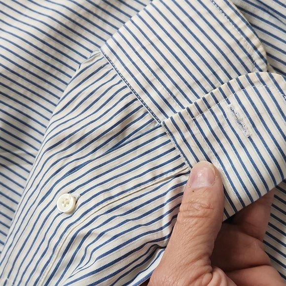 Vtg Abercrombie & Fitch Men's S Long Sleeve Blue Striped Button Down Shirt A&F - Picture 5 of 5